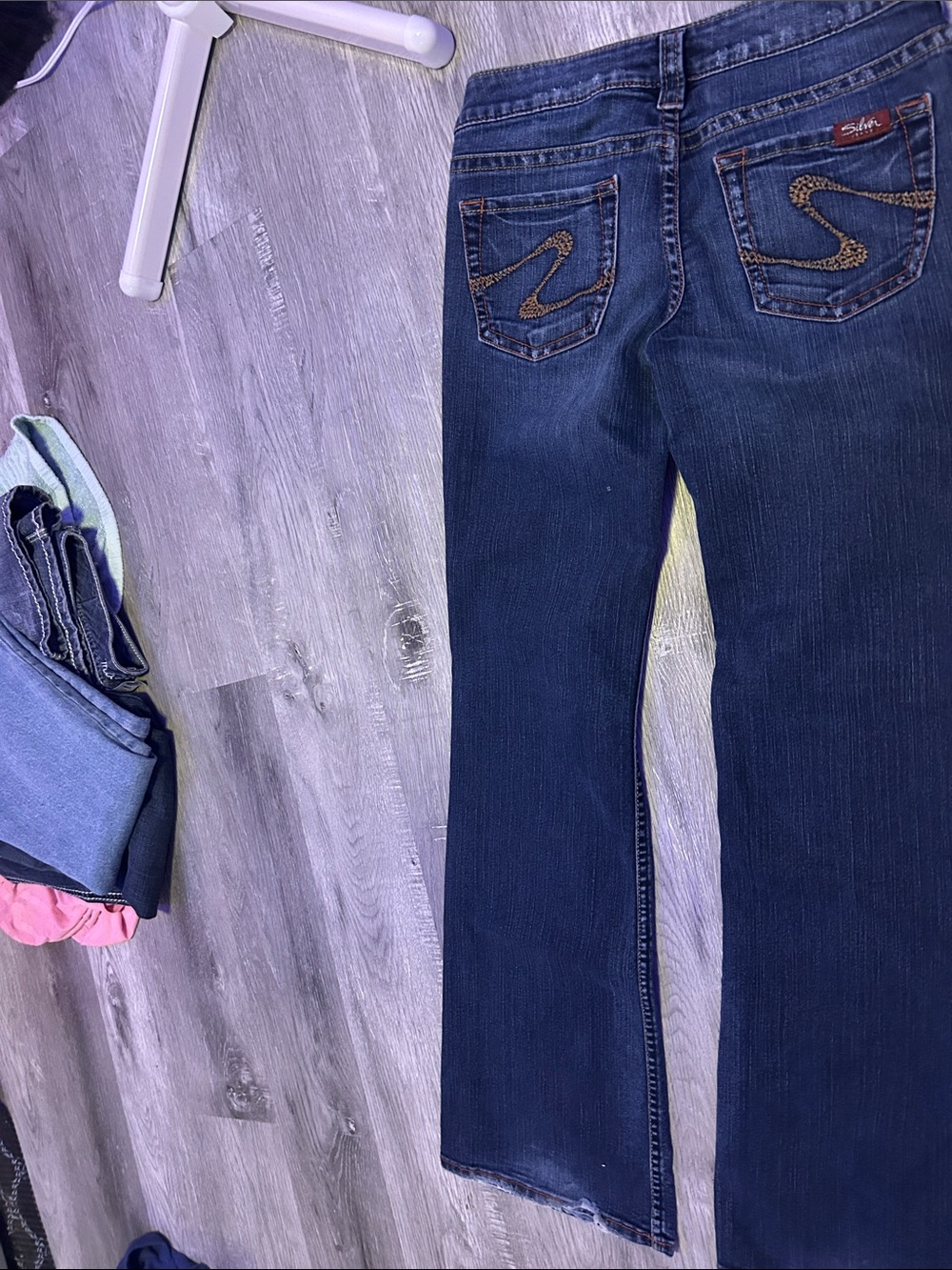 Silver Jeans Dark Blue Bootcut Jeans with Embroidered Back Pockets